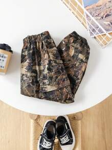 SHEIN Young Boys Casual Comfortable Versatile Printed Drawstring Pants - Multicolor - View 2