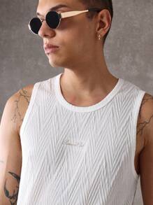 SUMWON Top sin mangas premium con textura, chaleco deportivo para entrenamiento, camiseta de músculo de verano con logo bordado, ligero y de alto rendimiento