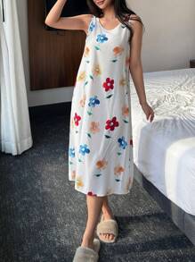 DAZY 花卉印花无袖女式睡袍睡衣，Moo Moo
