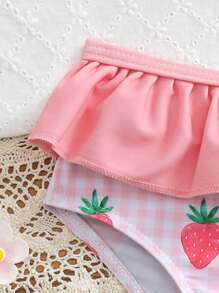 Newborn Baby Swimsuit 2pcs Set, Watermelon Print Design - Multicolor - View 4