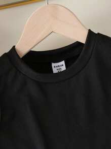 Elladie kids 女童夏季薄款无袖高圆领拼接纯真风格连衣裙 - 黑色 - 查看 5