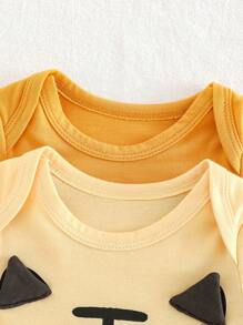 Cozy Pixies Conjunto de 2 piezas para bebé recién nacido niño/niña con estampado de animales de dibujos animados, de punto suave con cuello redondo y manga raglán - Amarillo - Ver 4