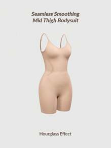 SHAPORA Seamless Low Back Mid Thigh Bodysuit Shapewear Body Shaper Bust&Butt Lifter -Tummy Waist Control - Apricot - View 3