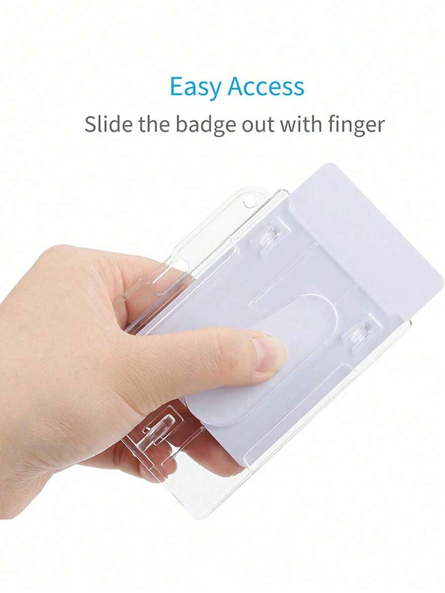 1/3/5pcs Transparent Id Card Holder With Double Card Slot, Thumb Insertion Slot, Flip-Open Design, Durable, Ease Of Use, Giftable, Versatile - Clear - View 1