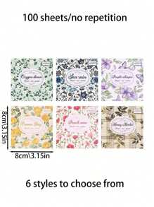SHEIN 1 Book / 100 Sheets Of Classic Decorative Paper, 6 Styles, 100 Unique Designs, Back To School Supplies, Suitable For Scrapbooking, Journaling, Crafts, Memos And Origami, General Stationery, Makes A Perfect Small Gift