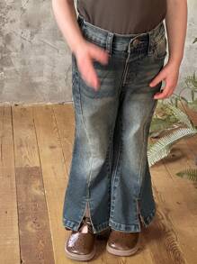 DAZY Young Girl Flare Leg Denim Pants, Fall - Dark Wash - View 4