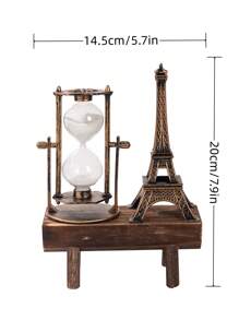 SHEIN 创意复古铁塔摆件，简约家居装饰，适用于客厅、书房、办公桌、木制沙漏时钟、室内装饰摆件最佳礼物