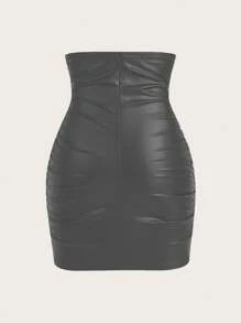 Zolique Women Solid Color Bandeau Mini Skirt, Fashionable For Summer - Light Grey - View 2