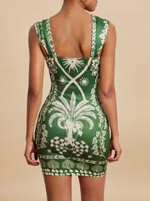 Travachic Damen Cut Out Volldruck Schlank Passend Urlaubs Lässig Mini Kleid