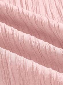 SHEIN Essnce Pantalones Capri de Pierna Ancha con Textura de unicolor Casual de Verano - Rosa Pálido - Ver 4