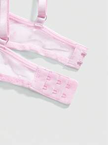 ROMWE J-Fashion Y2K 风格可爱蕾丝刺绣拼布蛋糕层仿珍珠吊坠性感内衣文胸 - 粉色 - 查看 3
