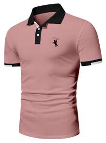 Calvornis Camisa polo de manga corta casual con estampado de caballero para el transporte - Rosa vieja - Ver 3