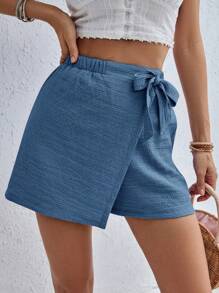 SHEIN Frenchy 女士夏季休闲蝴蝶结装饰舒适短裤