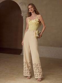 MOTF PREMIUM 镂空阔腿裤 - 杏色 - 查看 6