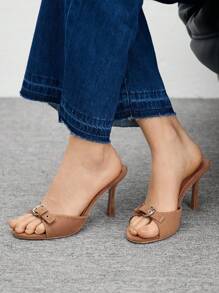 CUCCOO BIZCHIC 女士时尚纯色高跟凉鞋，夏季 - 棕色 - 查看 3