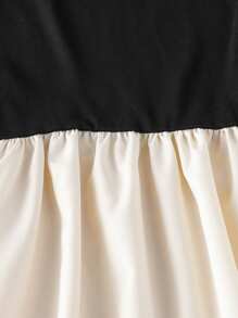 Elladie kids 女童夏季薄款无袖高圆领拼接纯真风格连衣裙 - 黑色 - 查看 6