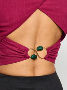 AiiRZ Long Sleeve Cross Back Cropped Blazer - Red - View 4