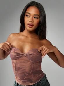 MISSGUIDED 优雅缎面效果紧身胸衣风格束腰上衣晚装派对必备紧身胸衣设计适合夏季无袖场合穿 - 彩色 - 查看 6