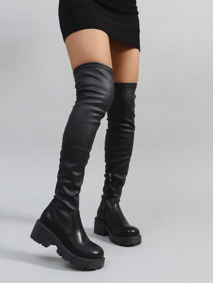 ジョシュ Amazon.com | TRBPQAS Platform Boots for Women Zipper Heeled