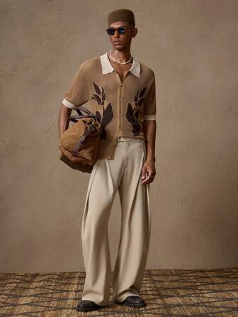 AKNOTIC Business Casual Men's Casual Loose Elastic Waist Straight Leg Chino Pants, Suitable For Summer, Vacation, Daily Wear, Party, Couple Matching, Men's Gift