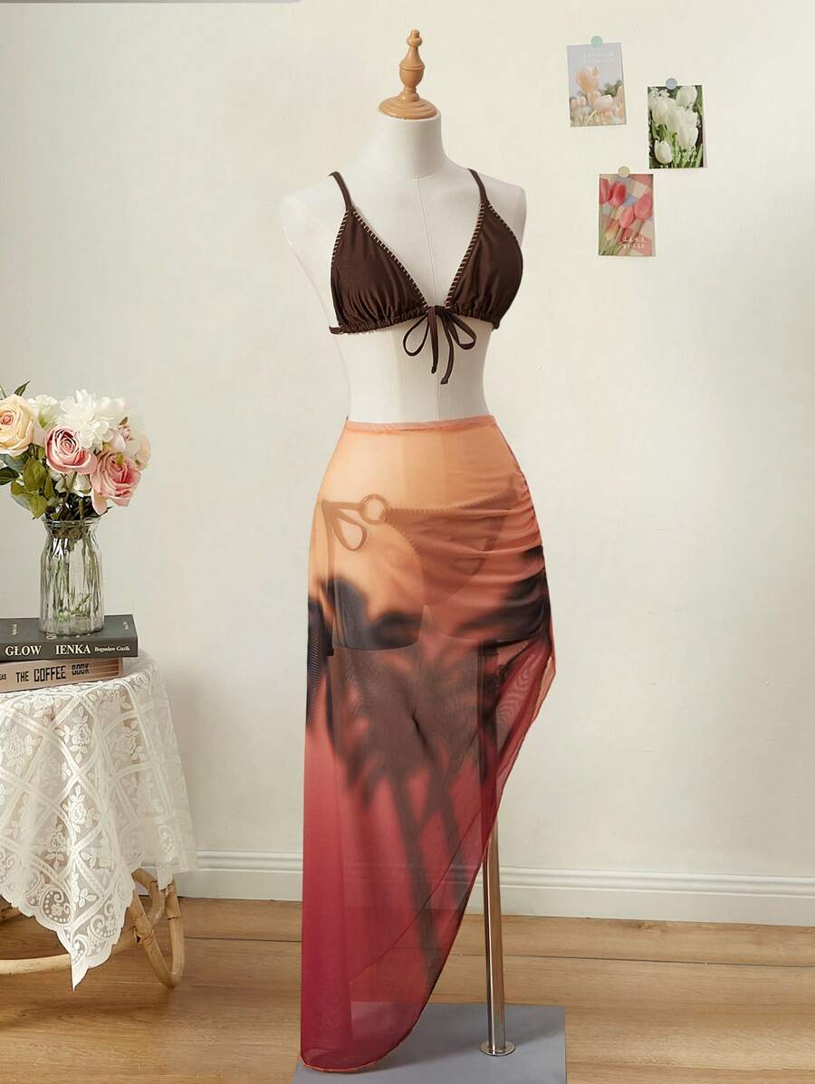 SHEIN MOD Falda estampada de mujer, Cubridor de mujer, Conjunto de vacaciones de mujer - Multicolor - Ver 1
