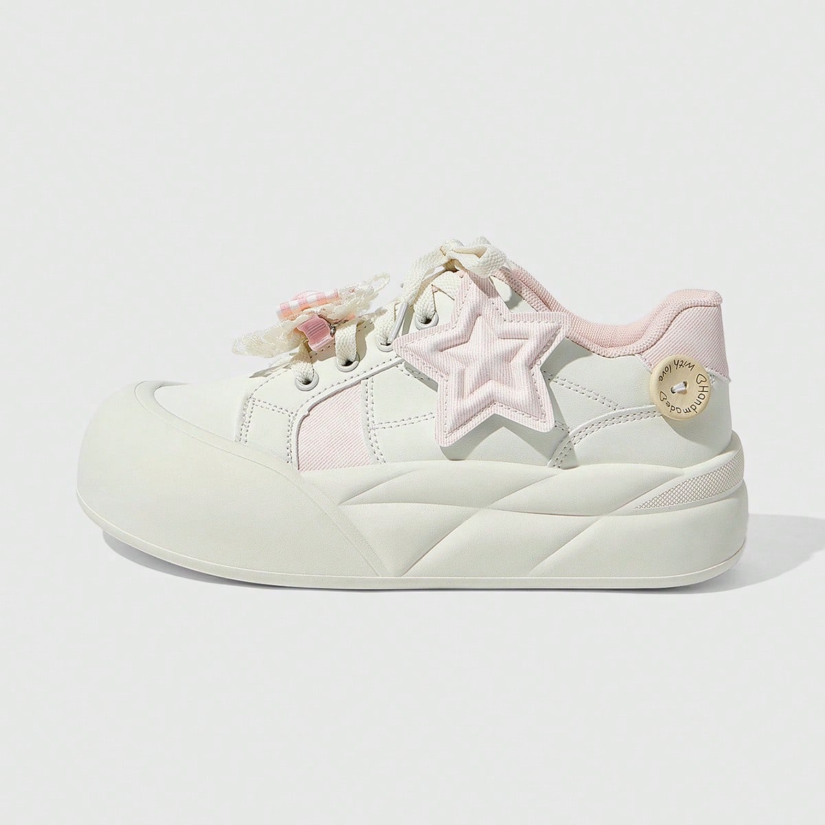 Zapatos ligeros para correr de suela blanda con lazo rosa, pequeños zapatos de estilo Mary Jane, zapatillas deportivas de estilo dulce para mujer