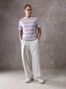 SUMWON Camiseta de rayas de puesta de sol de verano, camiseta básica de manga corta y cuello redondo, esencial casual, streetwear retro de colores pastel para la playa y el descanso