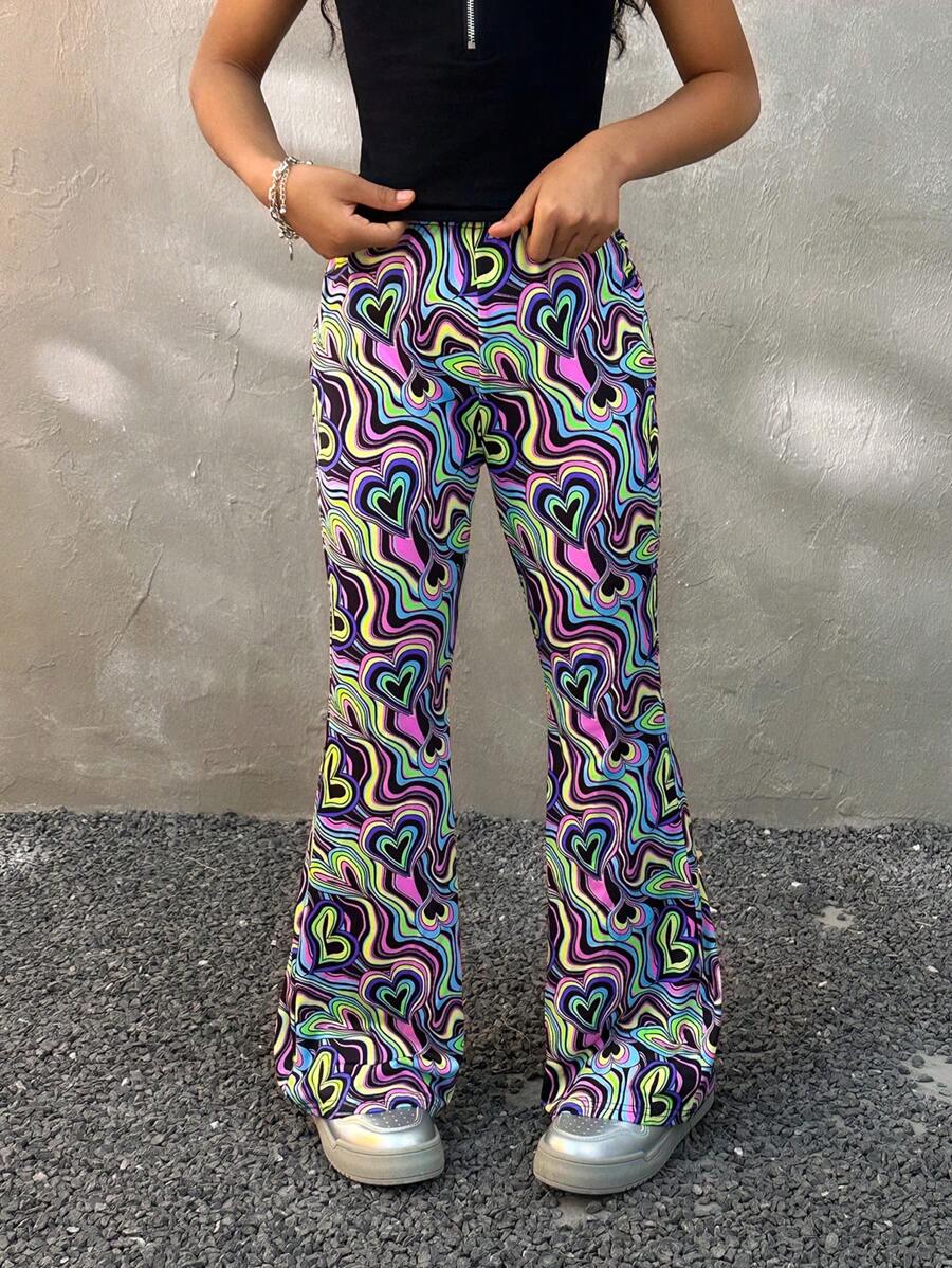 Coolane Kids Tween Girls Elastic Waist Allover Print Casual Pants, Daily Wear - Multicolor - View 1