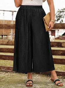 EMERY ROSE Damen Große Größen Hellblaue Jeans Optik 3/4 Hose, Frühjahr