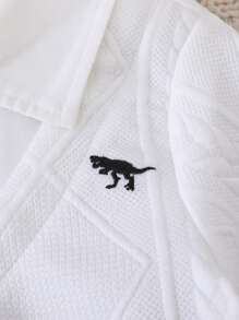 SHEIN 2pcs/Set Baby Boys 2 In 1 POLO Collar Short Sleeve Shirt & Shorts Outfit, Textured Fabric Design, Gentleman & Cute Style, Versatile & Comfortable For Baby Boy Summer Wear - Multicolor - View 5