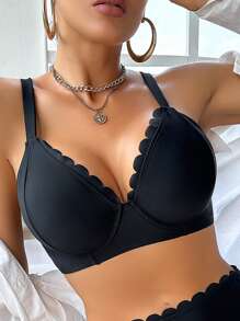 Swim DD+ SS2025 Women Spring/Summer Beach Bikini Top,Beachwear,Solid Colour DD+ Bikini Tops - Black - View 5