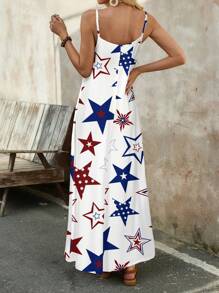 EMERY ROSE Vestido Solto com Alça de Espaguete e Estampa Tropical de Planta Casual Feminino, Adequado para Verão - Multicolorido - Visão 2