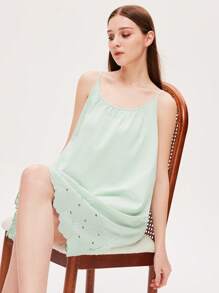 LUVLETTE Wedding Essential Embroidered Sexy Nightdress Cotton Airy Women Pajamas Slip Dress Lingerie As Outerwear& Pyjamadressing - Green - View 5