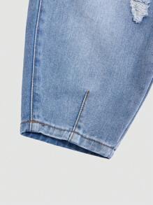 DENIMLY UNISEX 4-7Y Young Girl COTTON COOL MAX BAGGY JEANS- With Elastic Waistband And Front Crossover Button Closure. Front Pockets And Patch Pockets On The Back. Casual And Chic, Young Girl Must Have Daily Item - Medium Wash - View 5