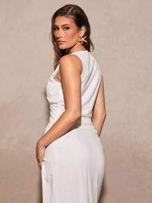 Silquee Áo vải lanh sang trọng thanh lịch tinh tế dành cho nữ, vải lanh không vội vã vượt thời gian màu trắng tinh khiết, vải lanh xanh lá cây tự nhiên thời trang nữ áo trơn màu, áo buộc phía trước, vải thoải mái, thích hợp để đi làm, hàng ngày, trang phục nghỉ dưỡng, mùa xuân và mùa hè, kỳ nghỉ bãi biển, thường ngày, đi chơi đêm, tiệc chị em, tiệc bãi biển, tiệc hồ bơi, trang phục nghỉ dưỡng, tiệc đồng quê, áo kỳ nghỉ ở nhà gỗ, váy đẹp, trang phục lễ hội, vải lanh, trang phục tiền cũ, trang phục đi biển, trang phục đi biển của phụ nữ - trắng - Xem 3