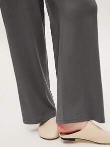 LUVLETTE Autumn And Winter Soft 100% Pure Cotton Wide Fit Women Lounge Bottom Airy Pajama Pants Pajama Style Trousers Pants With Pockets Lingerie As Outerwear Fall Pajamas - Dark Grey - View 3