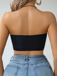 SHEIN Black Sexy One-Shoulder Lift Support Front Buckle Strapless Lingerie Bra