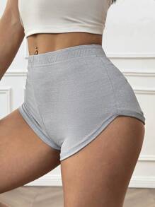 Muchica Women's Solid Color Elastic Waist Casual Versatile Short Leggings - Grey - View 1