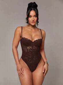 Silquee Lencería de encaje roja y sexy, camisola transparente con tirantes de espagueti y empalmado de encaje, versátil para uso diario, citas nocturnas y ropa de calle.