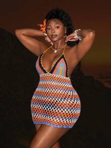 Slaydiva 女式钩针针织罩衫，时尚，适合夏季 - 彩色 - 查看 6