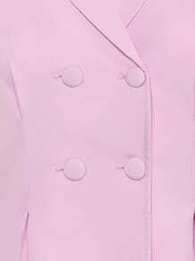 SHEIN Explorewe Vintage Slim Fit Pleated Waist Puff Sleeve Midi Dress For Teenage Girls, Loose & Comfortable, Elegant For Gatherings & Weddings, Suitable For Summer - Pink - View 7