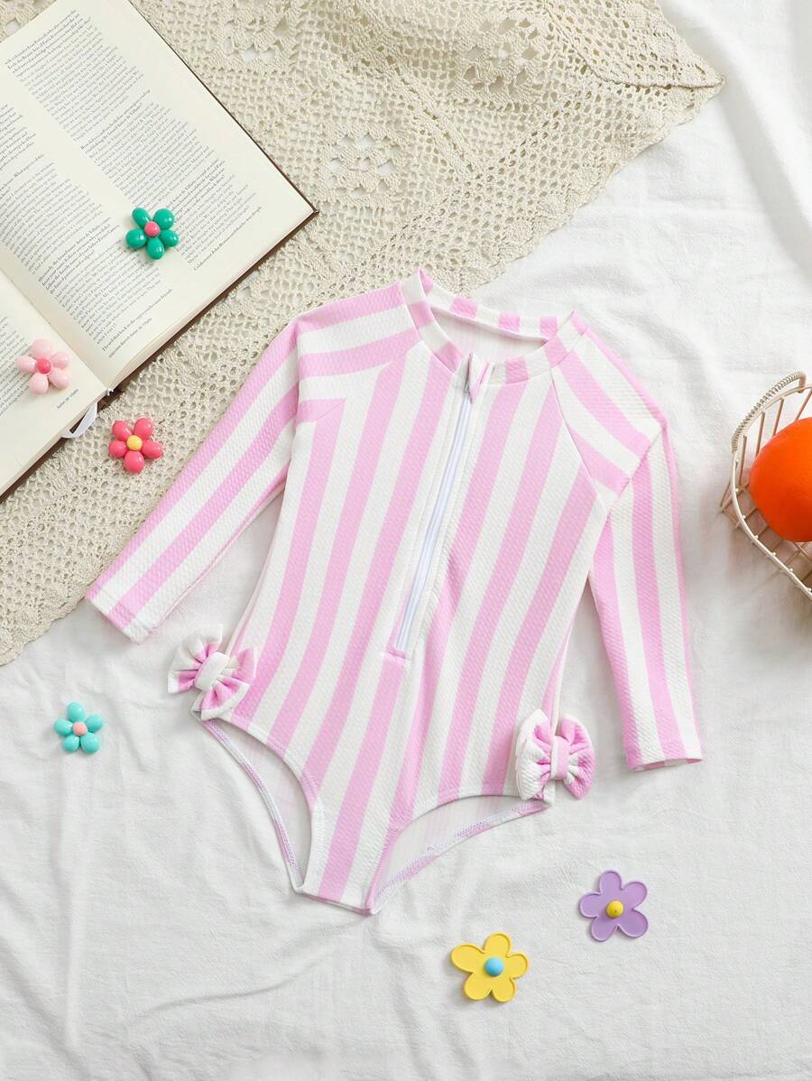 Baby Girl Striped One-Piece Swimsuit Baby Girl Clothes Zipper Zipper Baby Girl Clothes Spring Fall 18 25 63 77 Spring Clothes For Infants Girls Spring Baby Girl Clothes Baby Girl Clothes Spring - Multicolor - View 1