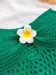 Sweetra New Strapless Halter Backless Hollow Floral Sexy Sweet Spicy Style Fashion Knitted Crop Top For Women - Green - View 4