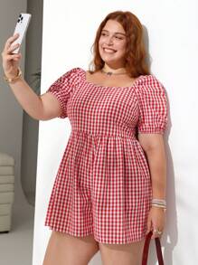 SHEIN EZwear Plus Size Casual Cherry Fruit Print Loose Jumpsuit, Spring/Summer - Multicolor - View 3