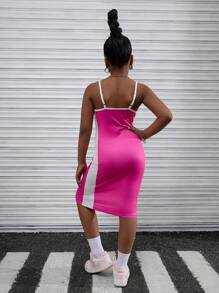 Tween Girl Casual Spaghetti Strap Numeric Print Sports Style Sundress - Multicolor - View 2