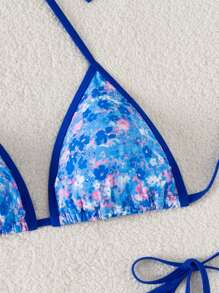 Swim Mod Women Summer Holiday Beach Ditsy Floral Halter Bikini Set - Multicolor - View 5