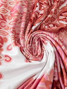 SHEIN LUNE Plus Size Women Floral Print V-Neck Sleeveless Casual Dress - Orange - View 5