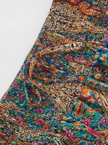 SHEIN Tall Plus Size Paisley Print Drawstring Waist Decor Beach Skirt - Multicolor - View 3