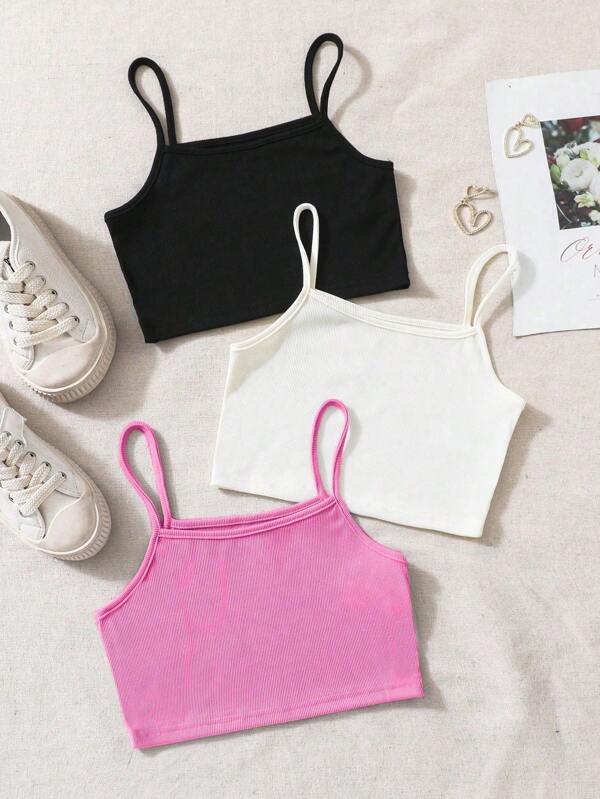 Set da 3 Pezzi di Canotte Classiche Minimaliste, Confortevoli e Versatili per Ragazze Pre-Adolescenti