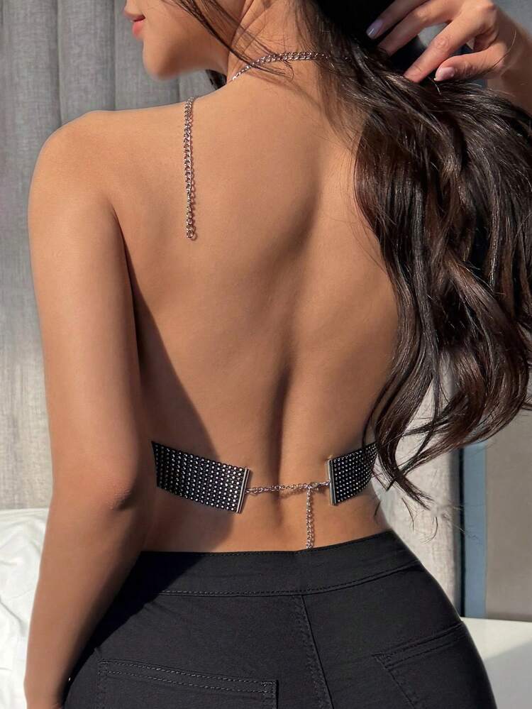 V-Neck Rhinestone & Tassel Spaghetti Strap Camisole, Sexy Women's Lingerie